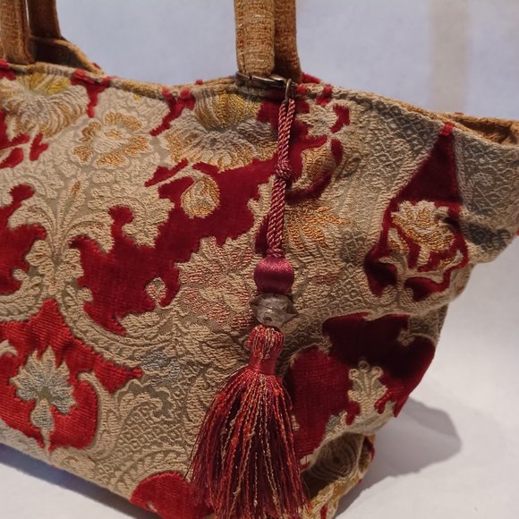 Small tote bag et mini bag Pierre Frey vintage - Velvet Brocade - Picture 4 of 15